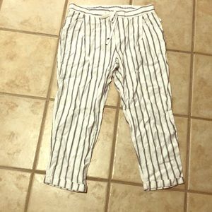 White Linen striped pants